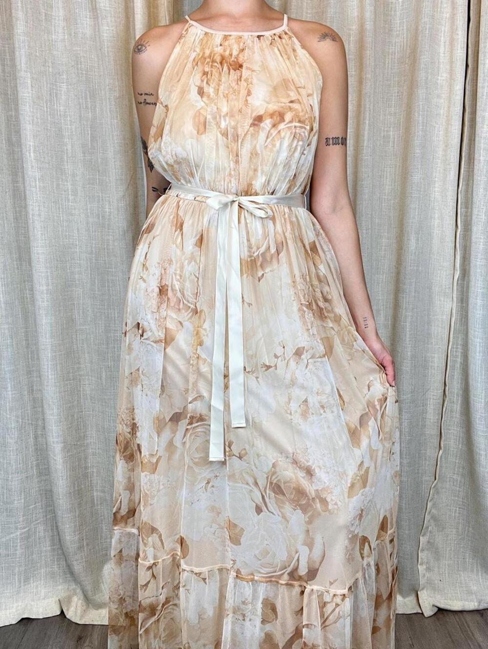 Candalite ivory floral maxi dress